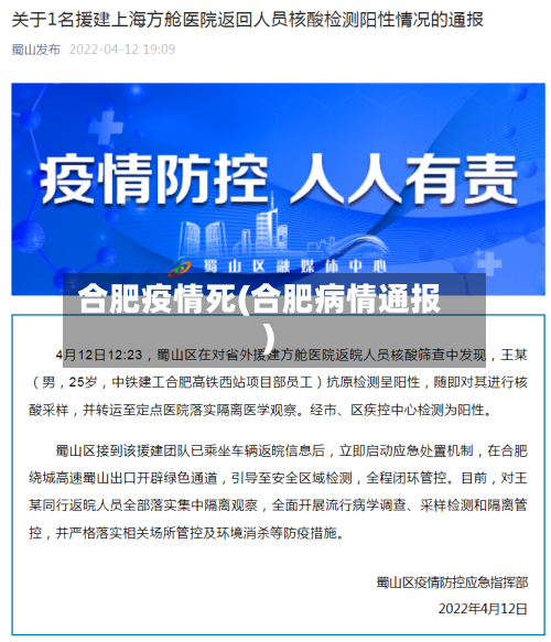 合肥疫情死(合肥病情通报)