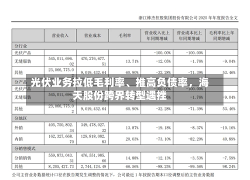 光伏业务拉低毛利率、推高负债率，海天股份跨界转型遇挫