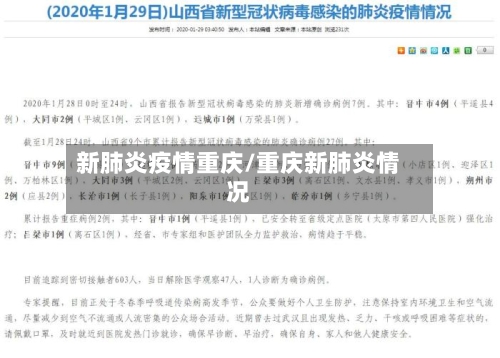新肺炎疫情重庆/重庆新肺炎情况