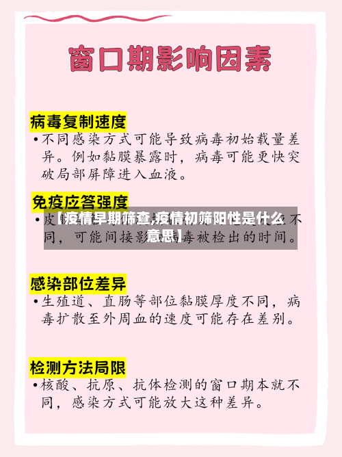 【疫情早期筛查,疫情初筛阳性是什么意思】-第3张图片