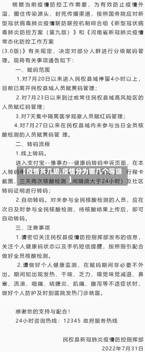 【疫情共几级,疫情分为哪几个等级】