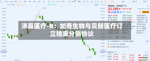 沛嘉医疗-B：加奇生物与贝朗医疗订立独家分销协议