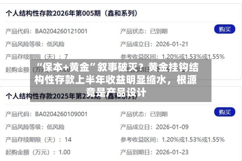 “保本+黄金”叙事破灭？黄金挂钩结构性存款上半年收益明显缩水，根源竟是产品设计