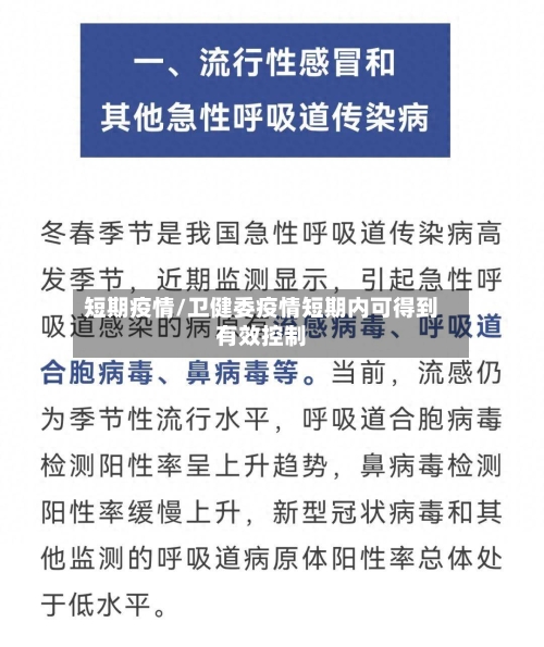 短期疫情/卫健委疫情短期内可得到有效控制