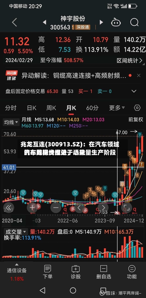 兆龙互连(300913.SZ)：在汽车领域的布局稳步推进，近来汽车数据线缆处于小批量生产阶段
