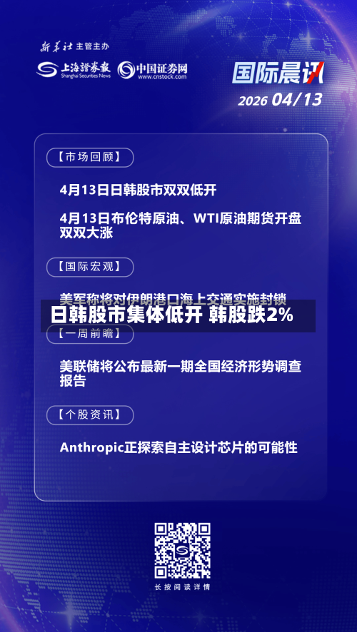 日韩股市集体低开 韩股跌2%