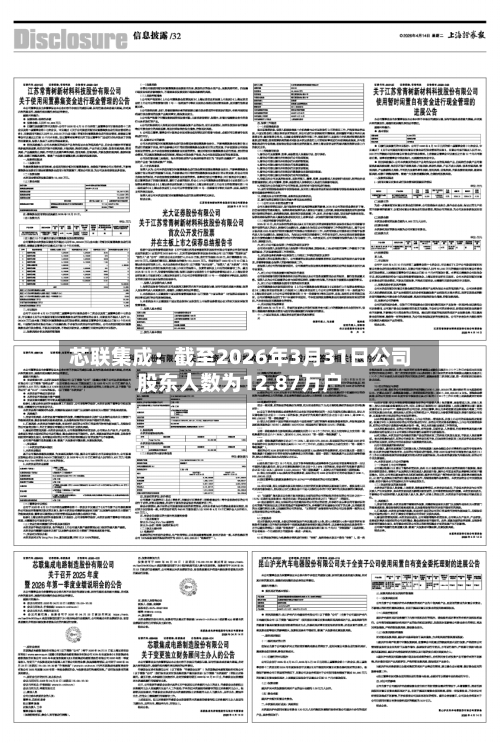 芯联集成：截至2026年3月31日公司股东人数为12.87万户