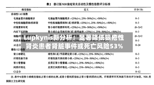 Lupkynis新分析：显著降低狼疮性肾炎患者肾脏事件或死亡风险53%