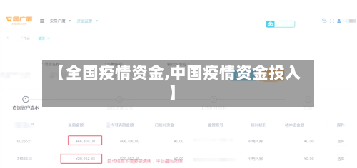【全国疫情资金,中国疫情资金投入】-第2张图片