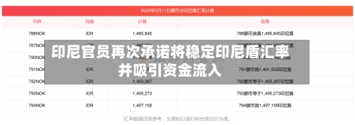 印尼官员再次承诺将稳定印尼盾汇率并吸引资金流入