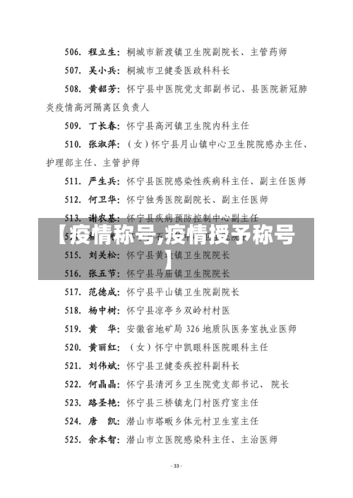 【疫情称号,疫情授予称号】-第2张图片