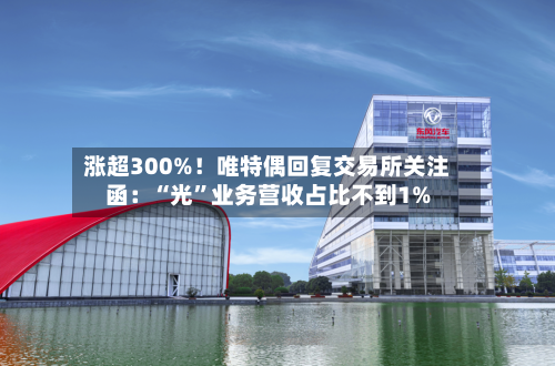 涨超300%！唯特偶回复交易所关注函：“光”业务营收占比不到1%