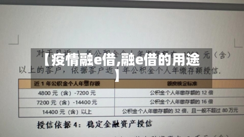 【疫情融e借,融e借的用途】