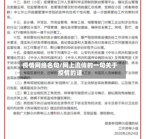 疫情网络名句/网上流传的一句关于疫情的话