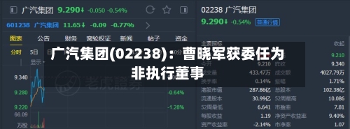 广汽集团(02238):曹晓军获委任为非执行董事-第2张图片