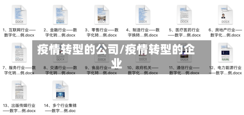 疫情转型的公司/疫情转型的企业