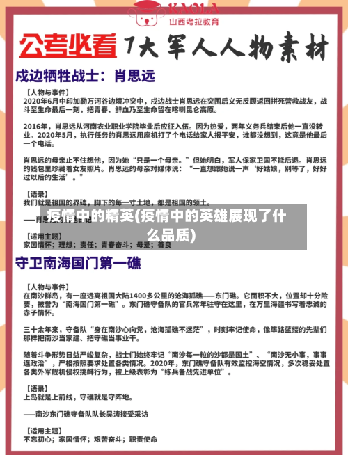 疫情中的精英(疫情中的英雄展现了什么品质)