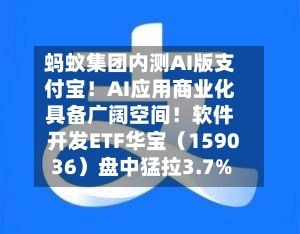 蚂蚁集团内测AI版支付宝!AI应用商业化具备广阔空间!软件开发ETF华宝(159036)盘中猛拉3.7%-第2张图片