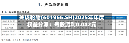 玲珑轮胎(601966.SH)2025年年度权益分派：每股派利0.042元