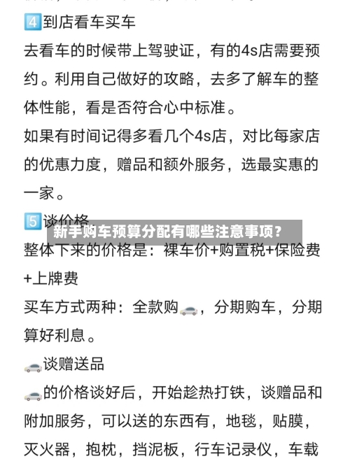 新手购车预算分配有哪些注意事项？