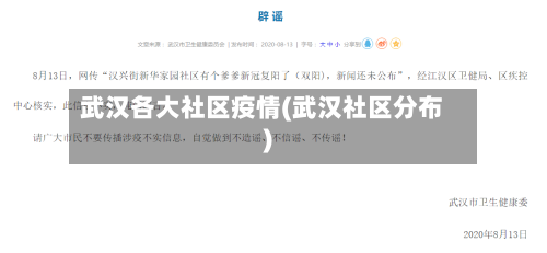 武汉各大社区疫情(武汉社区分布)