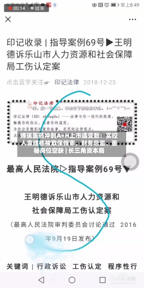 博瑞医药冲刺A+H上市遇变数：实控人袁建栋被取保候审，财务总监、董秘岗位空缺 | 长三角资本局