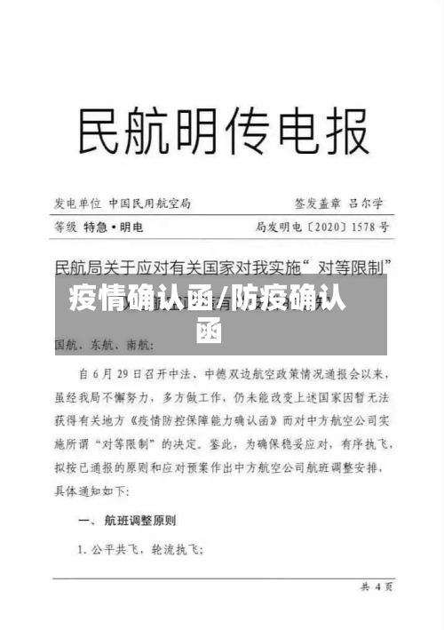 疫情确认函/防疫确认函