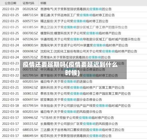 疫情还要延期吗(疫情要延迟到什么时候)