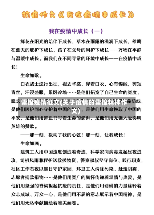雷锋疫情征文(关于疫情的雷锋精神作文)-第2张图片
