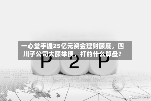 一心堂手握25亿元资金理财额度，四川子公司大额举债	，打的什么算盘？-第2张图片