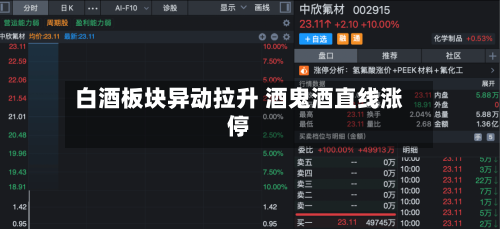 白酒板块异动拉升 酒鬼酒直线涨停