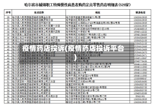 疫情药店投诉(疫情药店投诉平台)