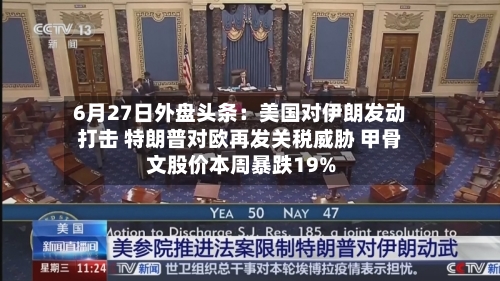 6月27日外盘头条:美国对伊朗发动打击 特朗普对欧再发关税威胁 甲骨文股价本周暴跌19%-第2张图片