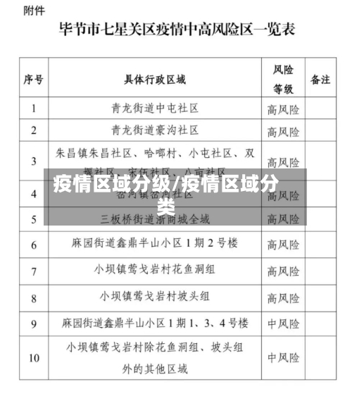疫情区域分级/疫情区域分类