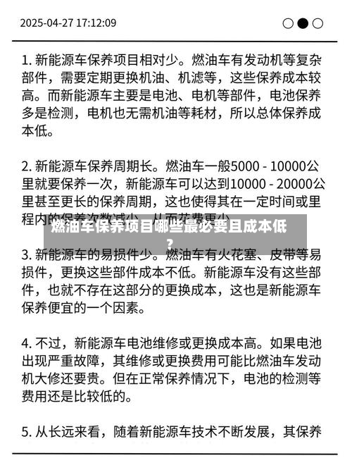 燃油车保养项目哪些最必要且成本低?-第2张图片