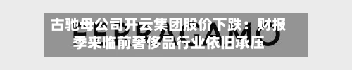 古驰母公司开云集团股价下跌:财报季来临前奢侈品行业依旧承压-第3张图片