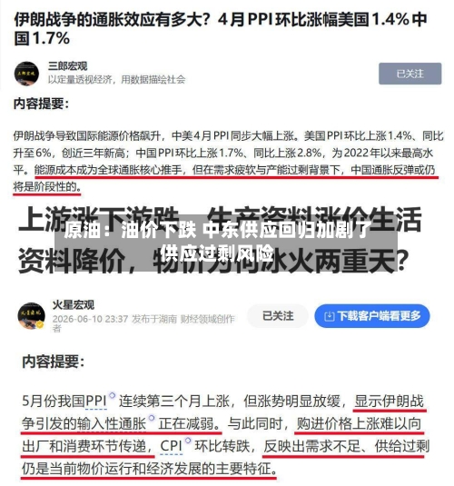 原油：油价下跌 中东供应回归加剧了供应过剩风险
