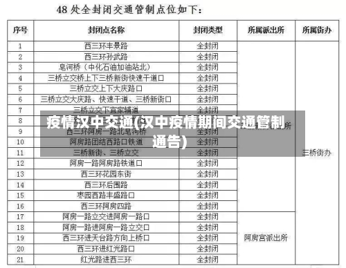 疫情汉中交通(汉中疫情期间交通管制通告)