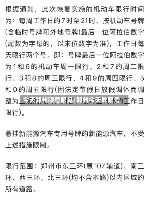 今天郑州限号限见/郑州今天咋限号