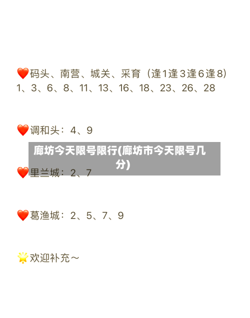 廊坊今天限号限行(廊坊市今天限号几分)