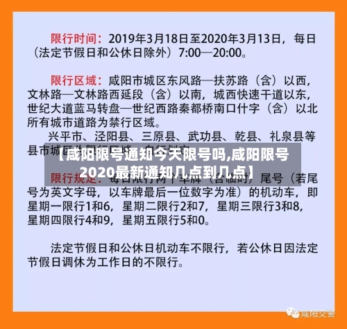 【咸阳限号通知今天限号吗,咸阳限号2020最新通知几点到几点】
