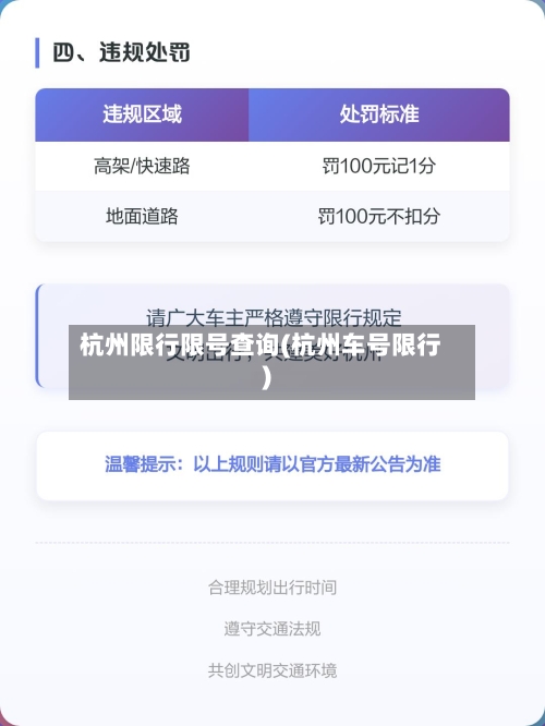 杭州限行限号查询(杭州车号限行)