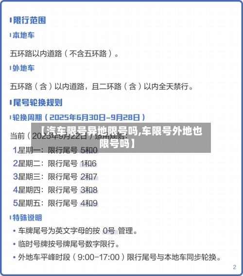 【汽车限号异地限号吗,车限号外地也限号吗】-第2张图片