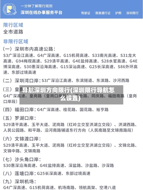 导航深圳方向限行(深圳限行导航怎么设置)