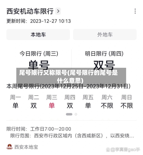 尾号限行又称限号(尾号限行的尾号是什么意思)