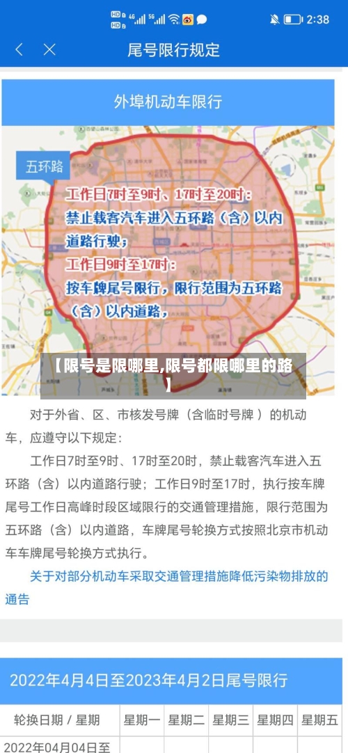 【限号是限哪里,限号都限哪里的路】