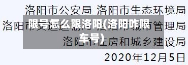 限号怎么限洛阳(洛阳咋限车号)-第2张图片