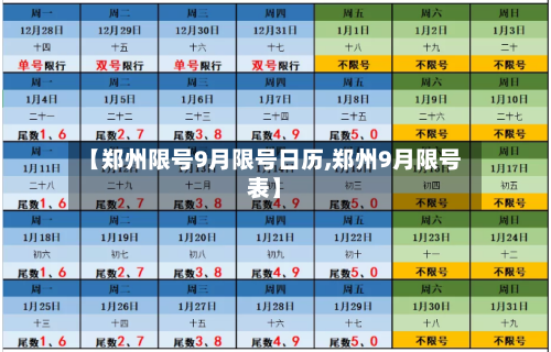 【郑州限号9月限号日历,郑州9月限号表】