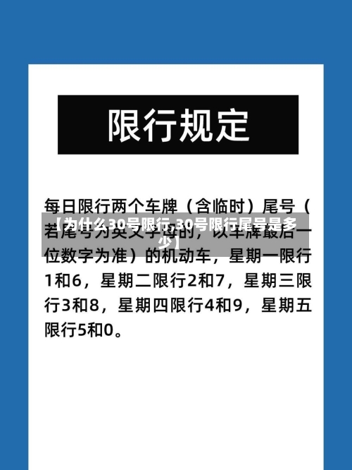 【为什么30号限行,30号限行尾号是多少】-第3张图片