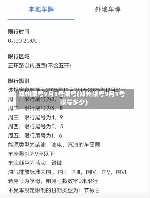 郑州限号9月1号限号(郑州限号9月1号限号多少)-第2张图片